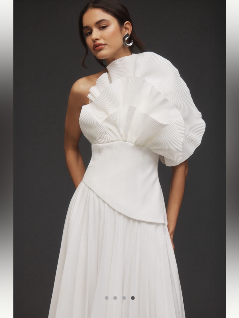 Acler White One-Shoulder Ruffle Gown - Picture 2 of 10